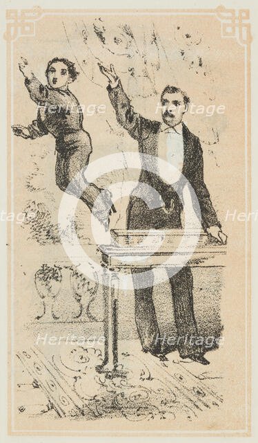 Dr. Lynn performs a magical illusion, 1870. Creator: Unknown.