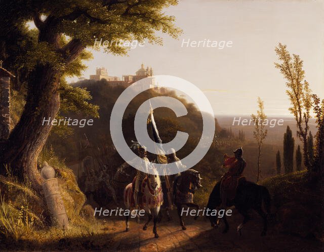 The Duke of Bourbon's Halt at La Riccia, on His March to the Assau Rome, May 3d, 1527, 1834. Creator: Robert Walter Weir.