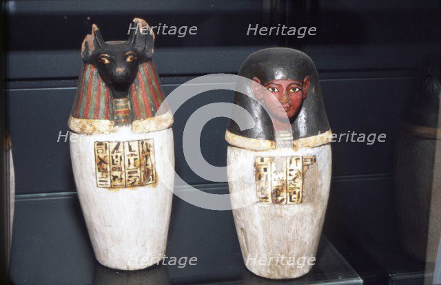 Anubis Canopic Jars, 22nd Dynasty, c1550BC-1069 BC. Artist: Unknown.