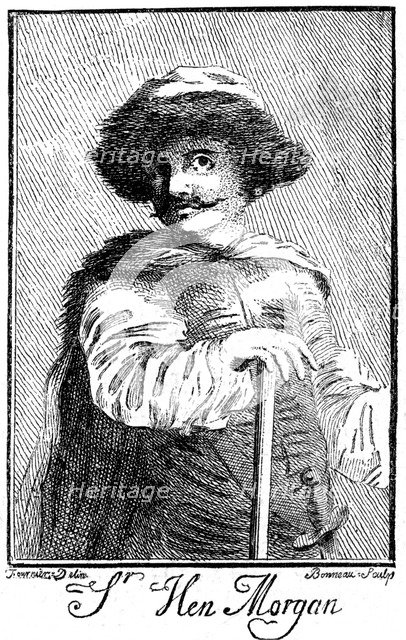 Henry Morgan, 17th century Welsh pirate, 1741 Artist: Bonneau