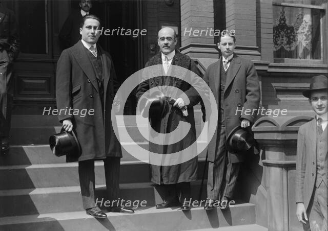 Ignacio Bonillas, Ambassador From Mexico with Secretaries: Juan B. Rojo; Bonillas..., 1917. Creator: Harris & Ewing.