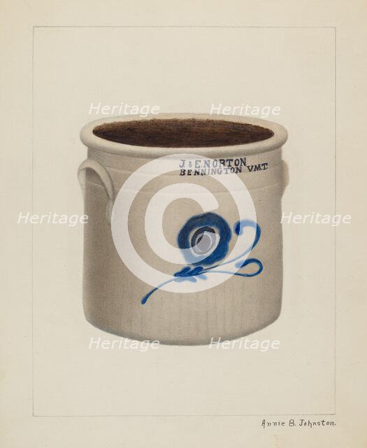 Crock, c. 1937. Creator: Annie B Johnston.