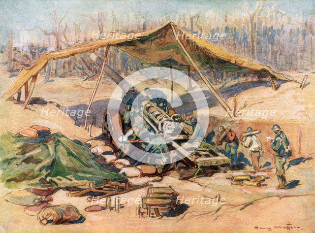 French artillery position, France, 1918, (1926).Artist: Henry Cheffer