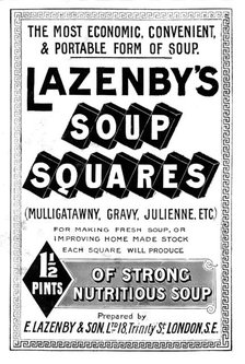 Advertisement for Lazenby's Soup Squares, 1898. Creator: Unknown.