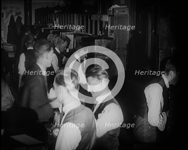 Journalists at Work in a Busy Newspaper Office, 1921. Creator: British Pathe Ltd.