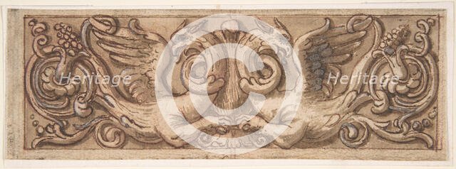 Design for a Frieze with Two Griffins, 1650-1700. Creator: Anon.