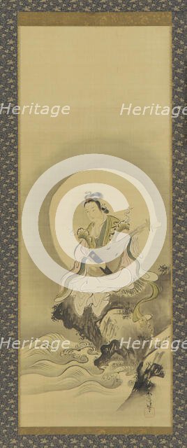 Benten (Sarasvati) seated on a rock, Edo period, mid 17th-early 18th century. Creator: Kanô Yôboku Tsunenobu.