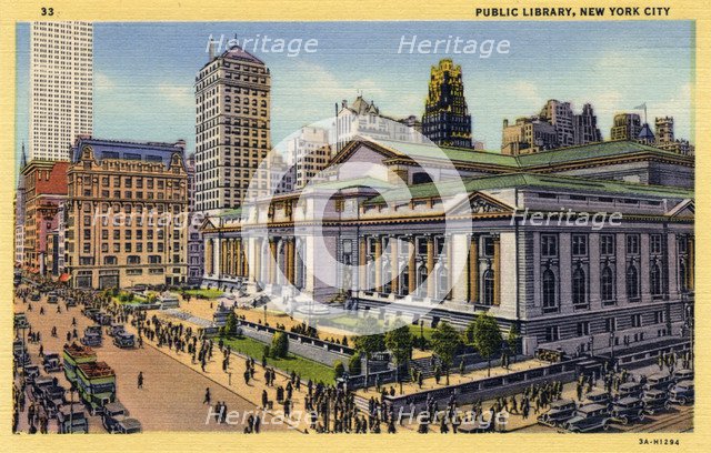 Public Library, New York City, New York, USA, 1933. Artist: Unknown