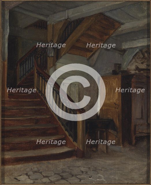 Room Interior with Winding Staircase, late 19th-early 20th century. Creator: Francis Davis Millet.