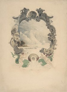 Ornamental marine cartouche, 19th century. Creator: Anon.