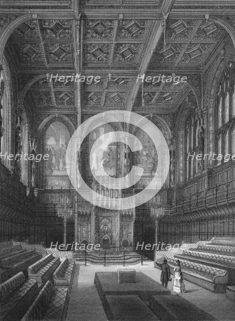 Interior of the House of Lords, Palace of Westminster, London c1878 (1878). Artist: Unknown.