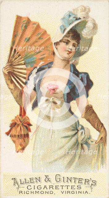 Plate 7, from the Fans of the Period series (N7) for Allen & Ginter Cigarettes Brands, 1889. Creator: Allen & Ginter.