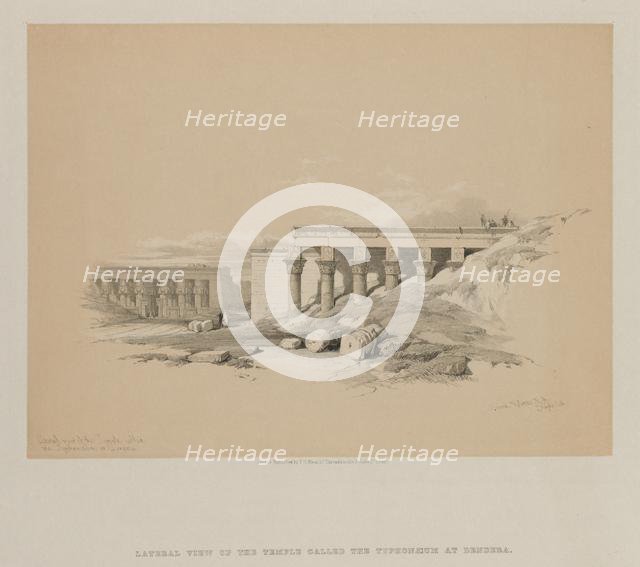 Egypt and Nubia, Volume II: Lateral View of the Temple called The Typhonoeum at Dendera, 1848. Creator: Louis Haghe (British, 1806-1885); F.G.Moon, 20 Threadneedle Street, London.