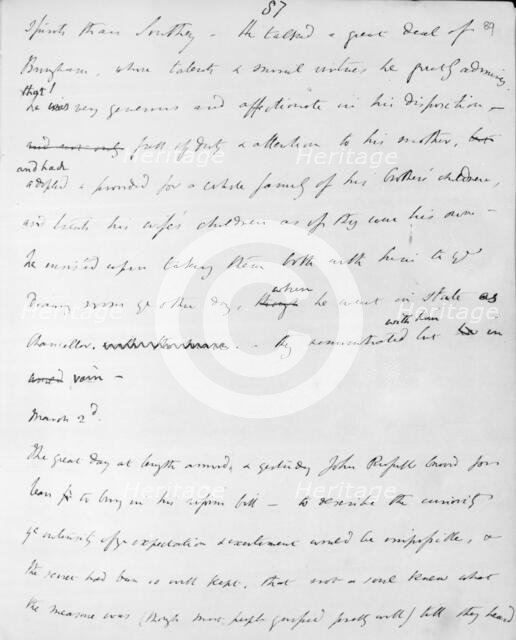 Excerpt from the diary of Charles Greville, 1831. Creator: Charles Greville.