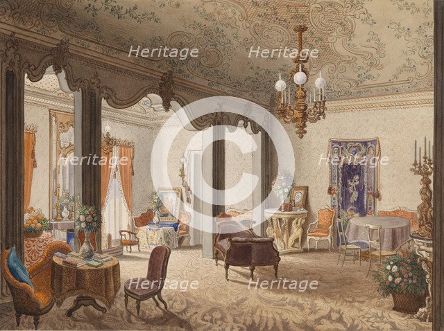 Drawing Room of Empress Alexandra Feodorovna at the Villa Butera near Palermo, 1846.