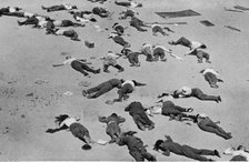 Spanish Civil War 1936-39. Madrid, Montaña headquarters, bodies of rebel soldiers in the headquar…