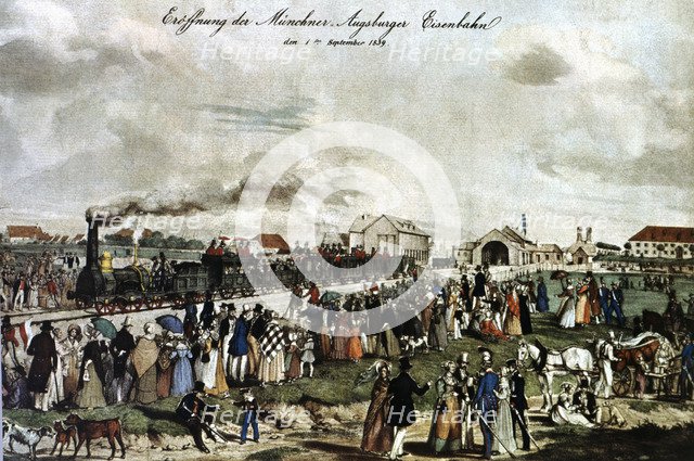 Inauguration of the first railway Munich - Augsburg on September 1, 1839.