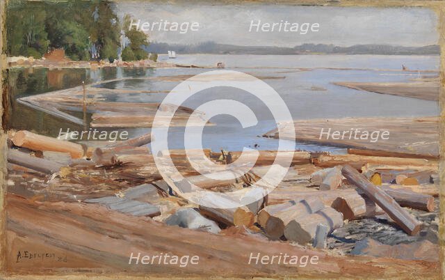 Log Raft, 1886. Creator: Albert Edelfelt.