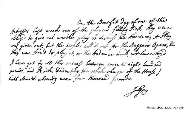 Part of a letter from John Gay to Dean Swift, c1728, (1840).Artist: John Gay