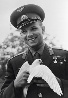 Yuri Gagarin, Russian cosmonaut, c1963-c1964. Artist: Unknown