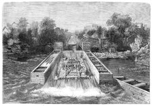 The Prince of Wales in Canada - His Royal Highness descending a timber-slide at Ottawa..., 1860. Creator: Unknown.