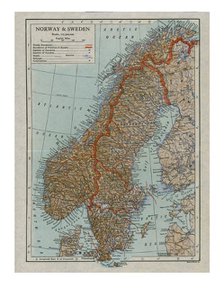 Map of Norway and Sweden, c19th century. Artist: Unknown.