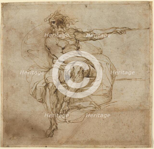 Seated Male Nude [recto], 1600/1602. Creator: Agostino Carracci.