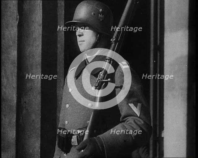 German Soldier Standing Guard, 1933. Creator: British Pathe Ltd.