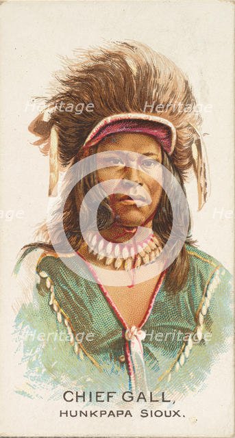 Chief Gall, Hunkpapa Sioux, from the American Indian Chiefs series (N2) for Allen & Ginter..., 1888. Creator: Allen & Ginter.
