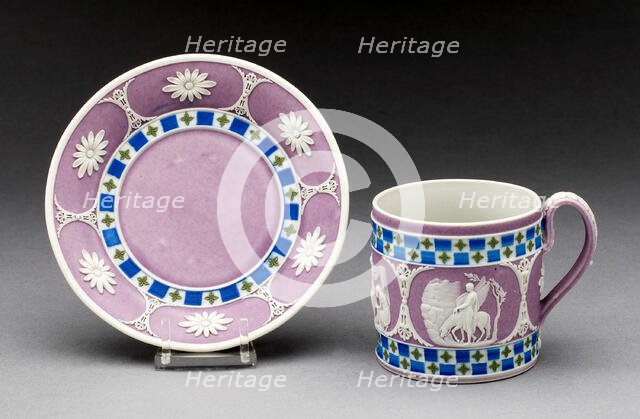 Coffee Can and Saucer, Burslem, c. 1800. Creator: Wedgwood.