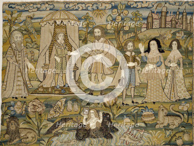 Embroidered picture: The Proclamation of Solomon, mid-17th century. Artist: Unknown.