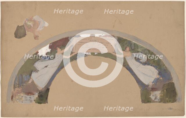 Study of Two Female Figures in Arched Border, 1890/1897. Creator: Charles Sprague Pearce.
