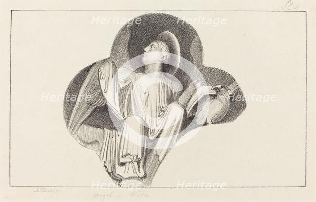 An Angel, from Wells Cathedral, published 1829. Creator: Maria Denman.