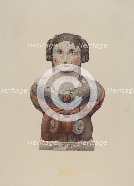 Figurehead from the "Lady Clinton", c. 1938. Creator: Robert Pohle.