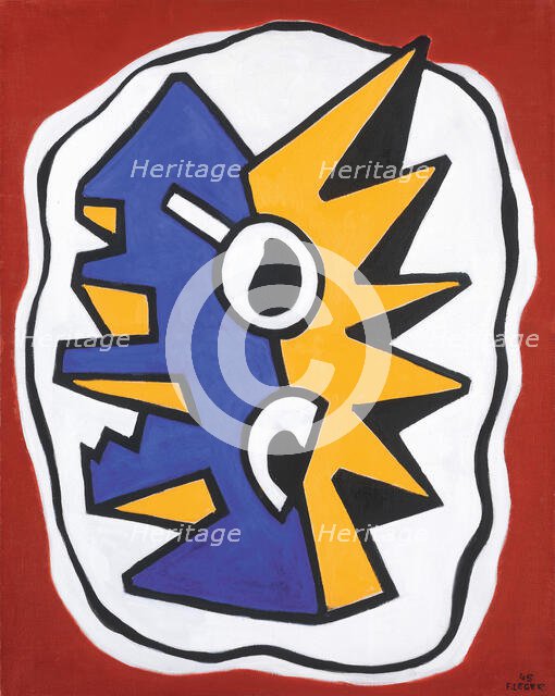 Composition sur fond rouge, 1945. Creator: Fernand Leger.