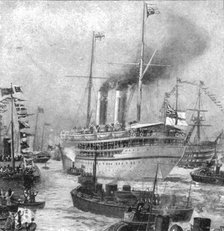 'The Duke of Cornwall and York's Colonial Tour...Departure of the 'Ophir' from Portsmouth, 1901.  Creator: Unknown.