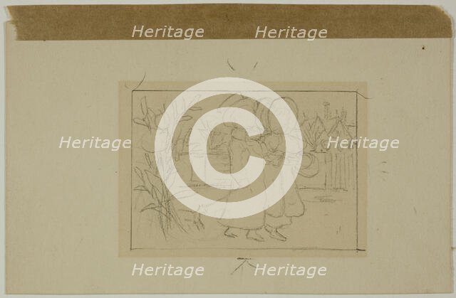 Two Figures Walking, n.d. Creator: Catherine Greenaway.