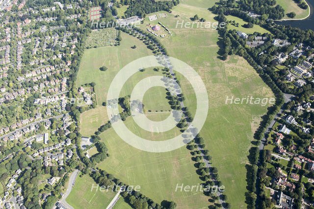 A palimpsest of sports pitches at Roundhay Park, Leeds, 2018. Creator: Emma Trevarthen.