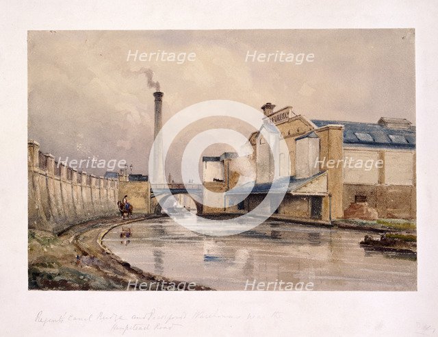 Regents Canal and Southampton Bridge, London, c1880. Artist: Anon