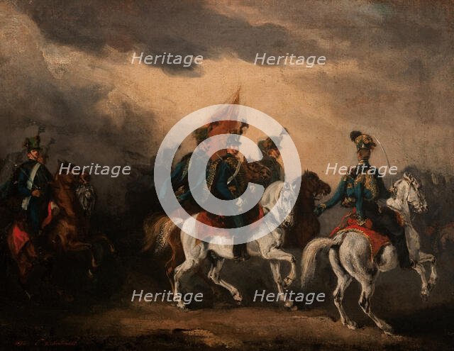 Blue Hussars, 1836. Creator: Piotr Michalowski.