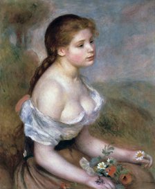 'Girl wih Flowers', c1900. Artist: Pierre-Auguste Renoir