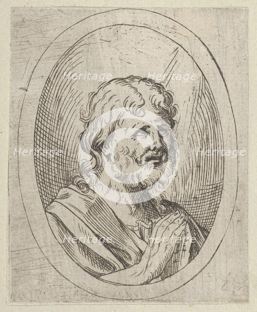 An apostle raising his eyes in prayer, in an oval frame, from Christ, the Virgin, and..., 1600-1640. Creator: Anon.