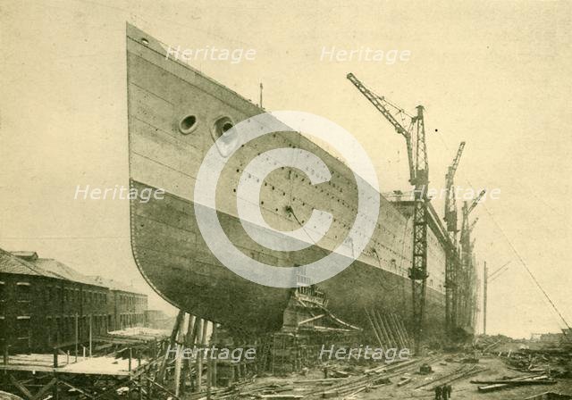 'The "Aquitania" on the Stocks', c1930. Creator: John Brown & Company.