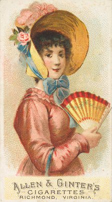 Plate 2, from the Fans of the Period series (N7) for Allen & Ginter Cigarettes Brands, 1889. Creator: Allen & Ginter.