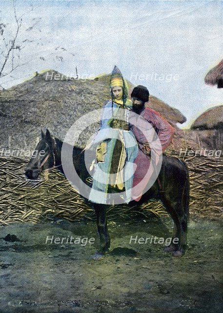 Kabardin couple on a journey, c1890. Artist: Unknown
