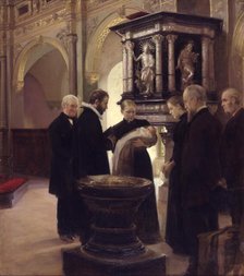 Baptism of a child, 1893. Creator: Knud Larsen.