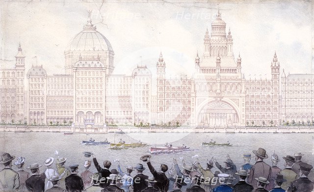 Boat race on the River Thames for the August bank holiday, London, 1925. Artist: Anon