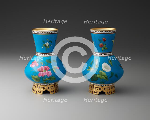 Pair of Vases, Stoke-on-Trent, c. 1870. Creator: Christopher Dresser.