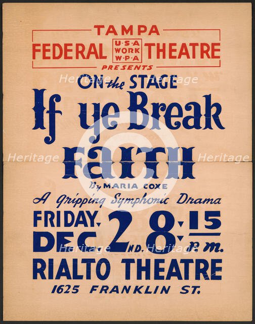 If Ye Break Faith, Tampa, FL, [193-]. Creator: Unknown.