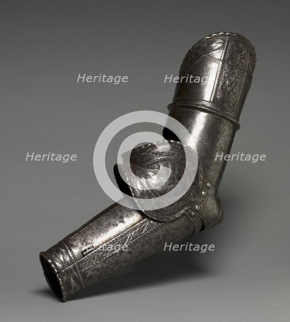 Left Arm Elements from a Boy's Armor (Lower Cannon, Couter, Rerebrace), c. 1560 (some modern). Creator: Unknown.